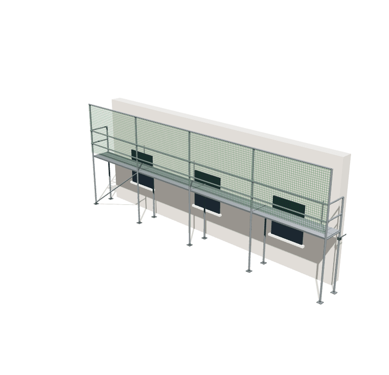 Baugerüst 10,28 x 4 m | 46,26 m² | Stahl / Stahlboden | S73 Dachfanggerüst Scaff24