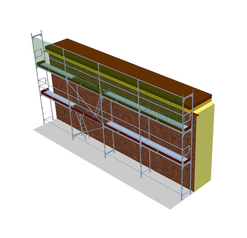 Dachfanggerüst 12 x 6 m | 79,82 m² | Stahl / Stahlboden | S73 Arbeitsgerüst Scaff24