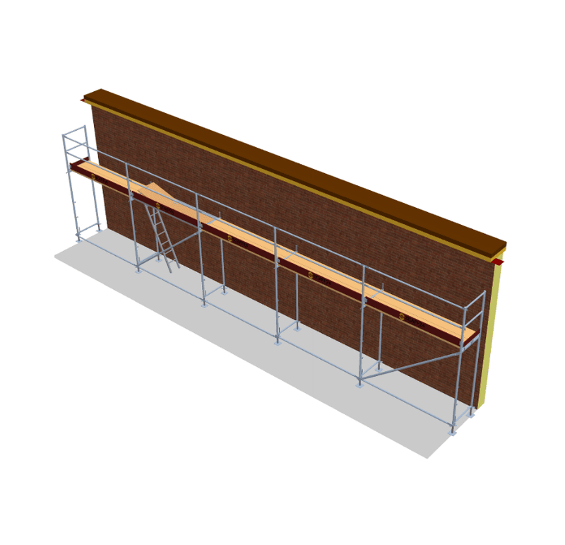 Fassadengerüst 12,5 x 4 m | 56,25 m² | Stahl / Holzbelag | SL74 Gerüst Scaff24