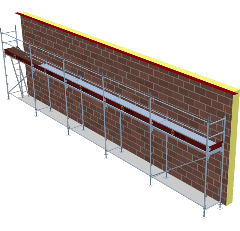 Fassadengerüst 12,85 x 4 m | 57,83 m² | Stahl / Stahlboden | S73 Fassadengerüst Scaff24