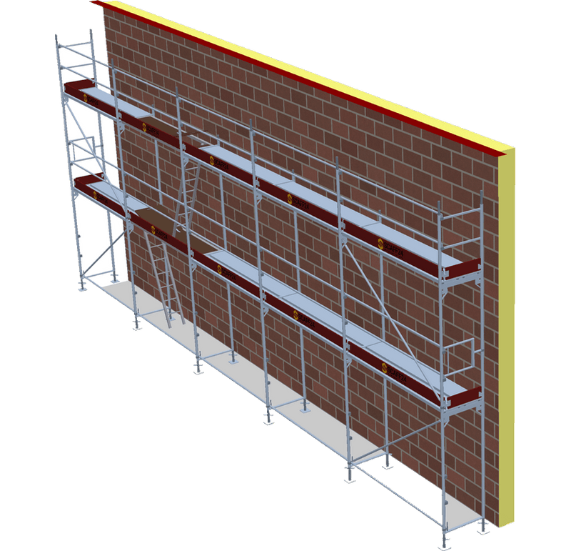 Fassadengerüst 12,85 x 6 m | 83,53 m² | Stahl / Stahlboden | S73 Fassadengerüst Scaff24
