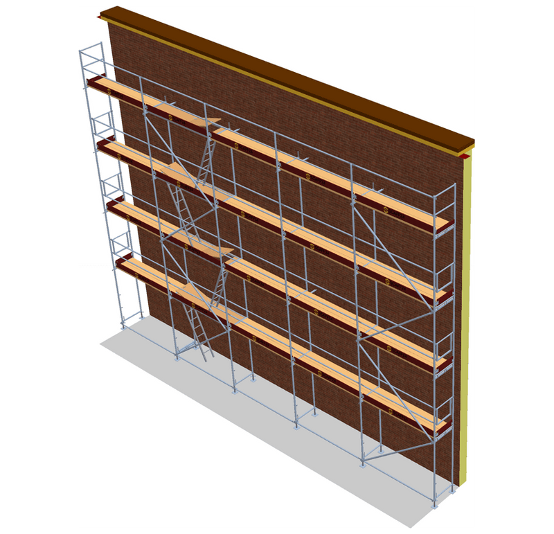 Fassadengerüst 15 x 10 m | 157,5 m² | Stahl / Holzbelag | SL74 Fassadengerüst Scaff24