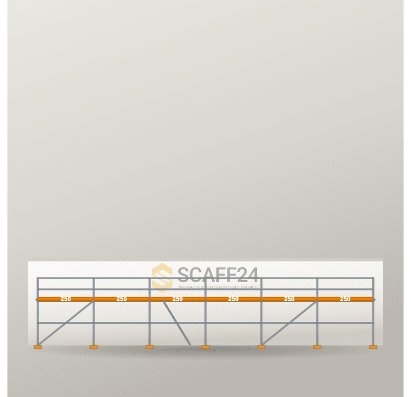 Fassadengerüst 15 x 4 m | 67,5 m² | Stahl / Holzbelag | R65 Fassadengerüst Scaff24