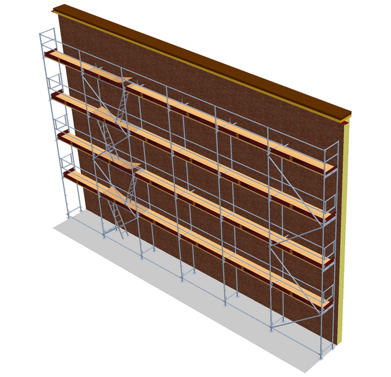 Fassadengerüst 18 x 10 m | 189 m² | Stahl / Holzbelag | SL74 Fassadengerüst Scaff24
