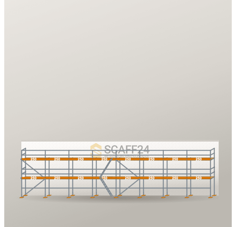 Fassadengerüst 20 x 6 m | 130 m² | Stahl / Holzbelag | R65 Fassadengerüst Scaff24