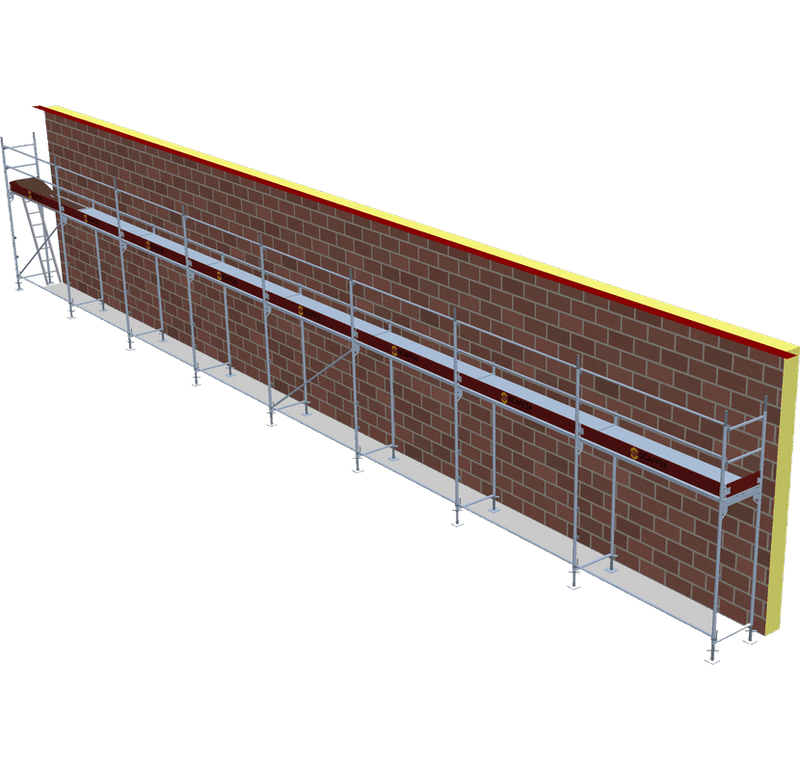 Fassadengerüst 20,56 x 2 m | 92,52 m² | Stahl / Stahlboden | S73 Gerüst Scaff24