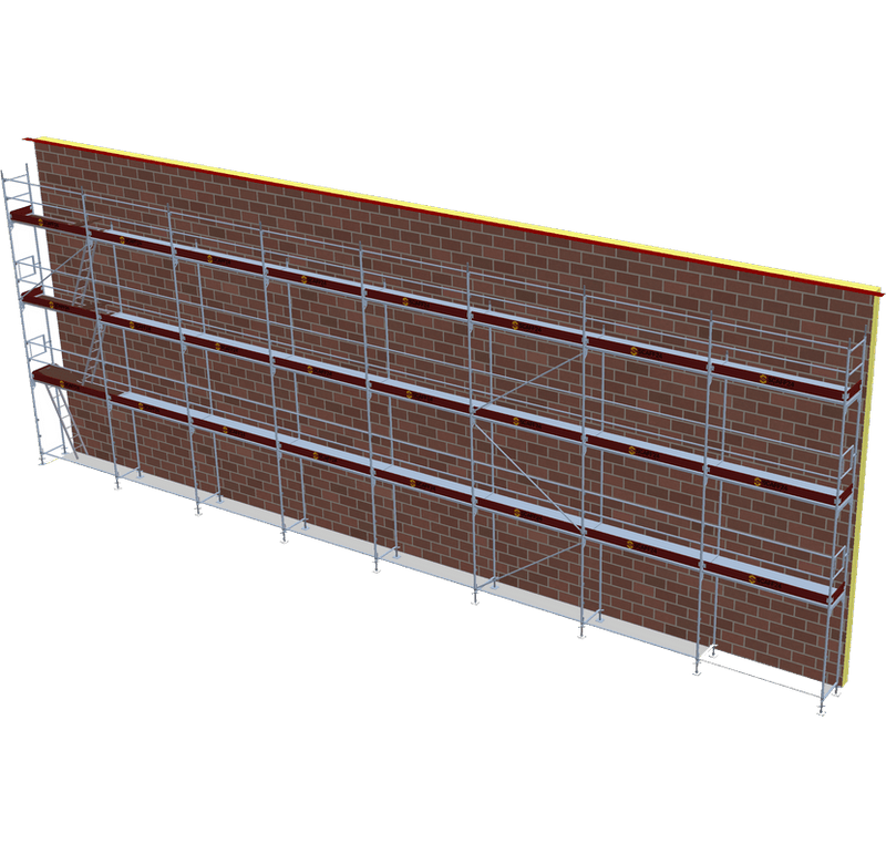 Fassadengerüst 20,56 x 8 m | 174,76 m² | Stahl / Stahlboden | S73 Fassadengerüst Scaff24