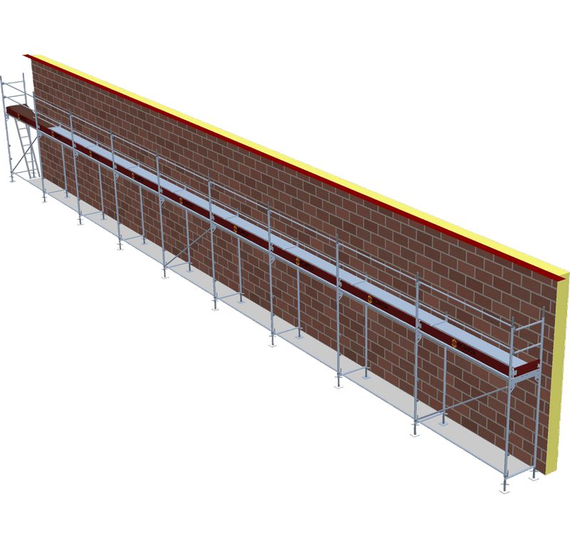 Fassadengerüst 23,13 x 4 m | 104,09 m² | Stahl / Stahlboden | S73 Fassadengerüst Scaff24
