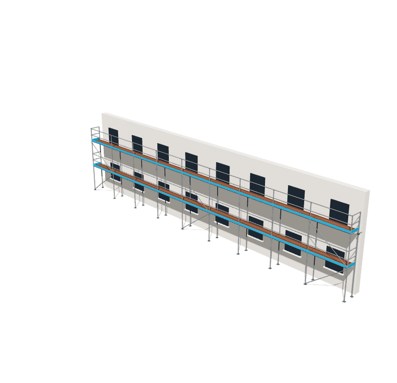 Fassadengerüst 23,13 x 6 m | 150,35 m² | Stahl / Sperrholz | S73 Fassadengerüst Scaff24
