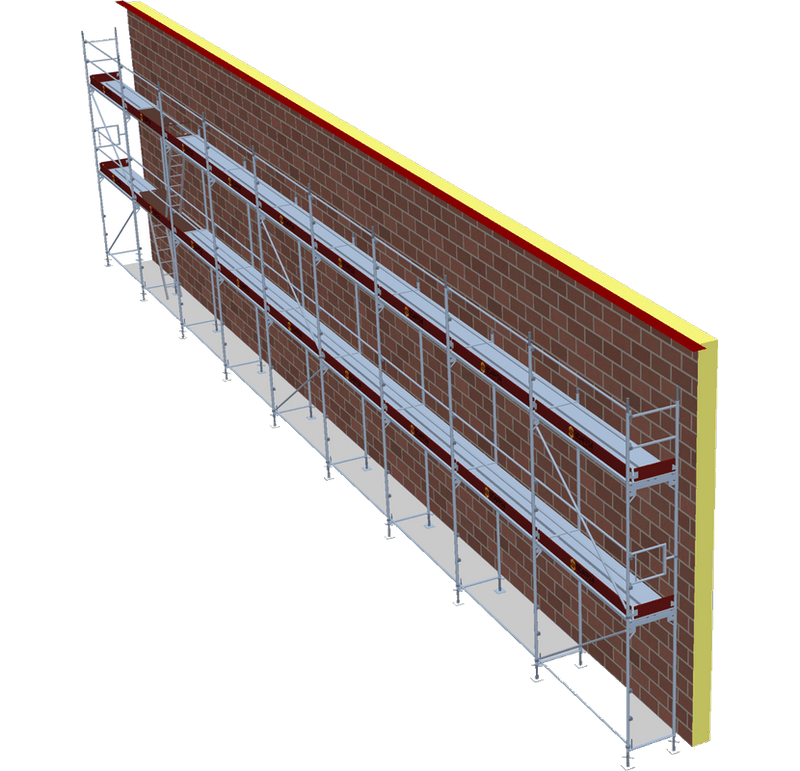 Fassadengerüst 23,13 x 6 m | 150,35 m² | Stahl / Stahlboden | S73 Gerüst Scaff24