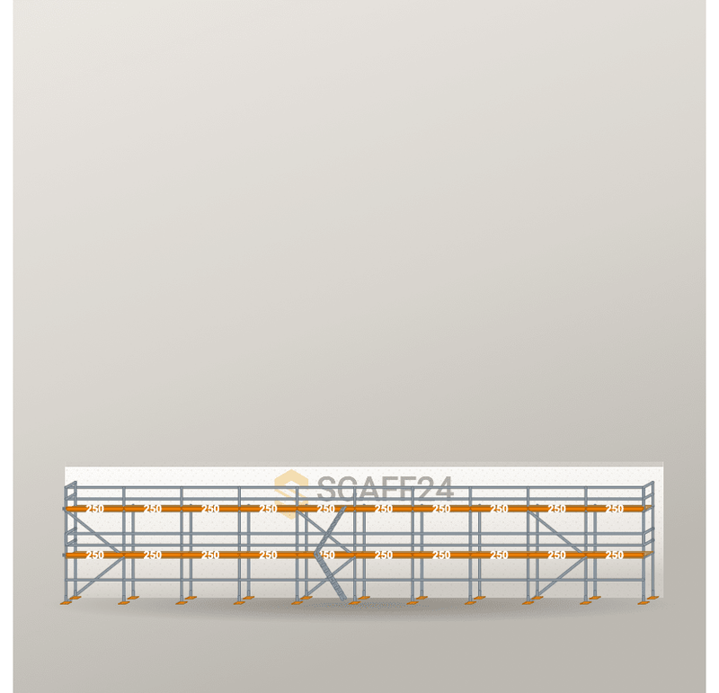 Fassadengerüst 25 x 6 m | 162,5 m² | Stahl / Holzbelag | R65 Fassadengerüst Scaff24