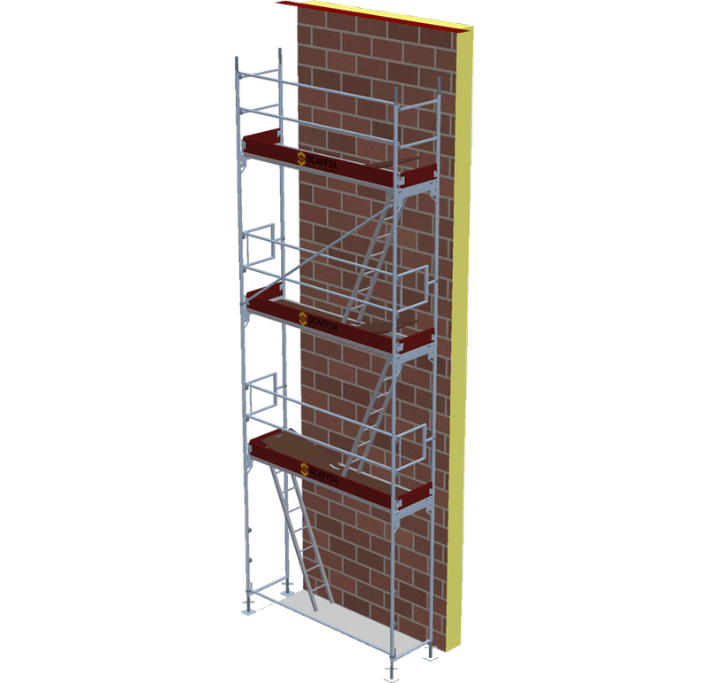 Fassadengerüst 2,57 x 8 m | 21,85 m² | Stahl / Sperrholz | S73 Fassadengerüst Scaff24