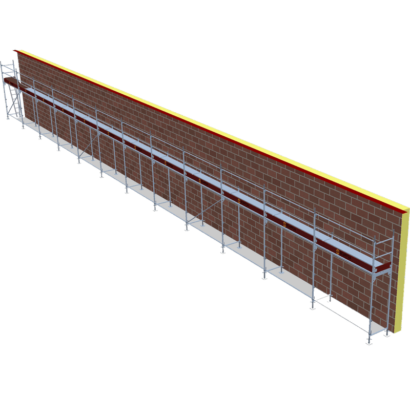 Fassadengerüst 30,84 x 4 m | 138,78 m² | Stahl / Stahlboden | S73 Fassadengerüst Scaff24