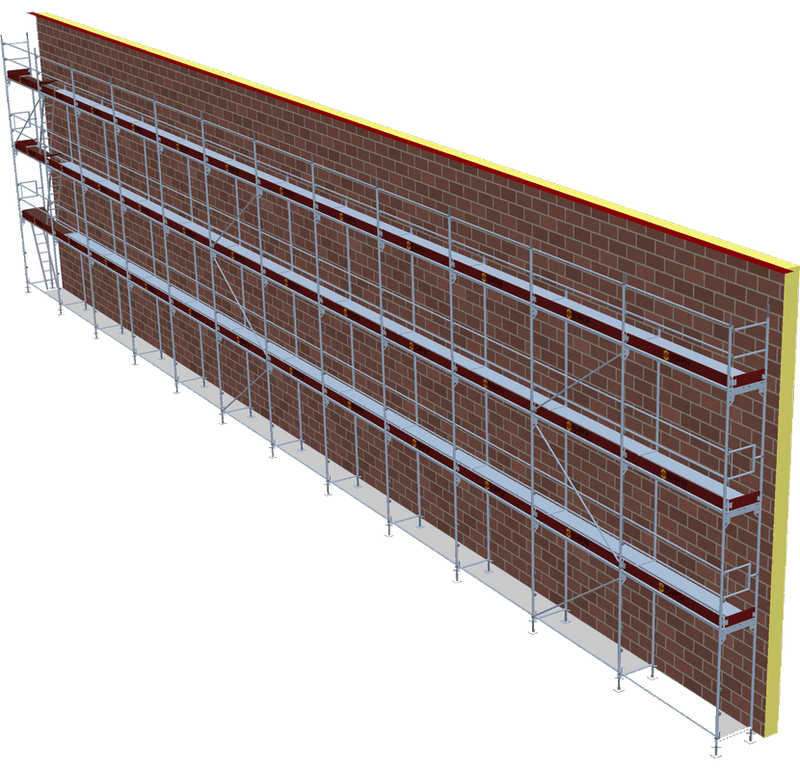 Fassadengerüst 30,84 x 8 m | 262,14 m² | Stahl / Stahlboden | S73 Fassadengerüst Scaff24