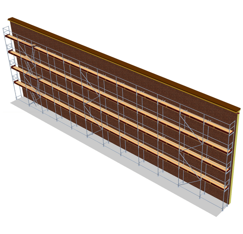 Fassadengerüst 36 x 10 m | 378 m² | Stahl / Holzbelag | SL74 Fassadengerüst Scaff24