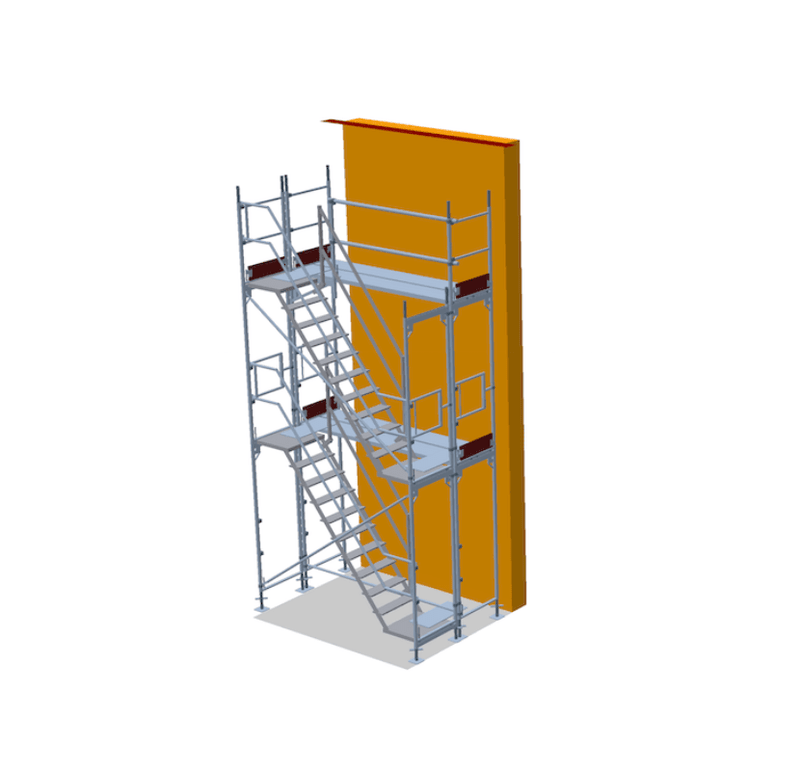 Gerüst Treppenturm 4 m | 07er Maß | Podesttreppe 2,57 m Treppenturm Scaff24