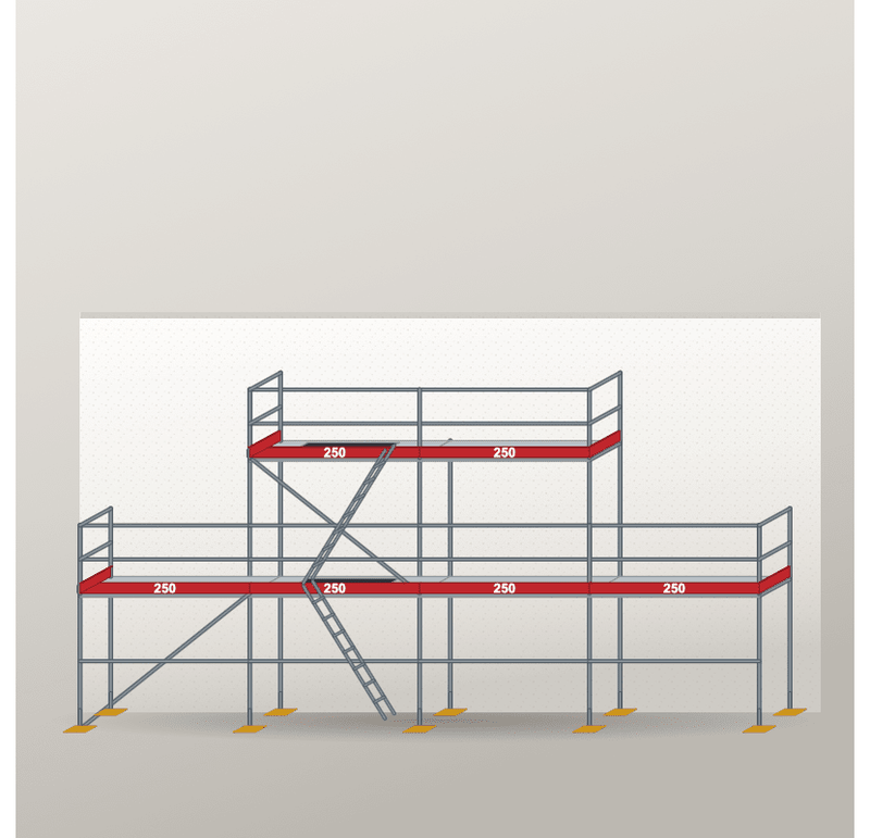 Giebelgerüst 10 x 6 m | 35 m² | Stahl / Stahlboden | SL74 Giebelgerüst Scaff24