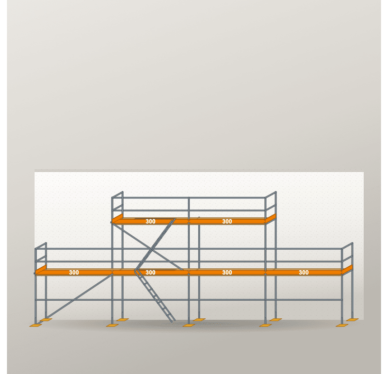 Giebelgerüst 12 x 6 m | 42 m² | Stahl / Holzbelag | RUX65 Giebelgerüst Scaff24