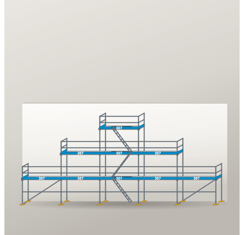 Giebelgerüst 15,35 x 8 m | 62,93 m² | Stahl / Sperrholz | S73 Giebelgerüst Scaff24