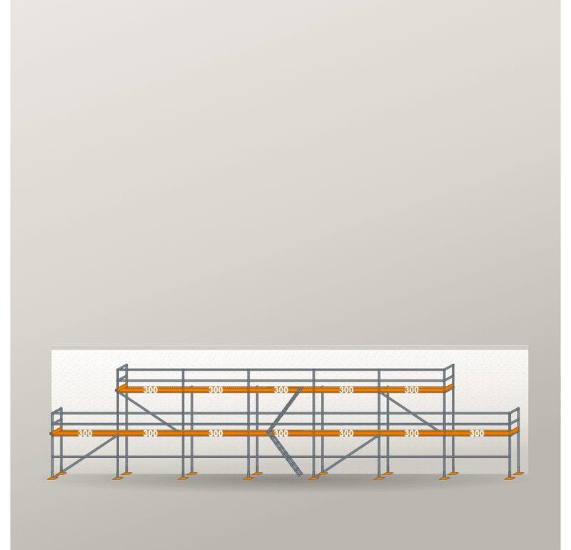 Giebelgerüst 21 x 6 m | 82,5 m² | Stahl / Holzbelag | RUX65 Giebelgerüst Scaff24