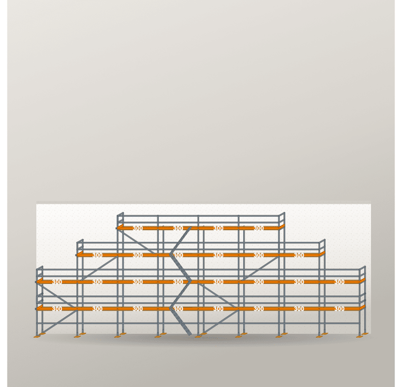 Giebelgerüst 24 x 10 m | 168 m² | Stahl / Holzbelag | RUX65 Giebelgerüst Scaff24