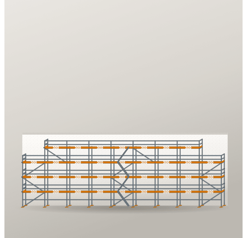 Giebelgerüst 27 x 10 m | 217,5 m² | Stahl / Holzbelag | RUX65 Giebelgerüst Scaff24