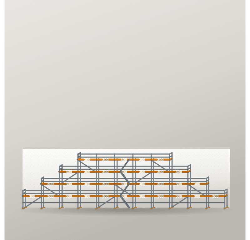 Giebelgerüst 33 x 10 m | 208,5 m² | Stahl / Holzbelag | RUX65 Giebelgerüst Scaff24