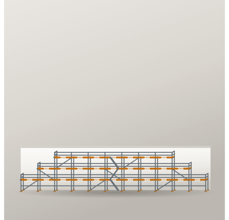 Giebelgerüst 33 x 8 m | 178,5 m² | Stahl / Holzbelag | RUX65 Giebelgerüst Scaff24