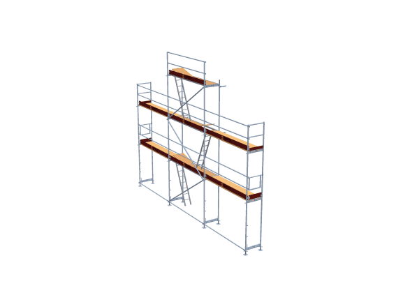 Giebelgerüst mit Stahlrahmen und Holzböden 72m² Giebelgerüst 90qm MyScuff