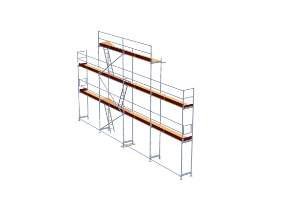 Giebelgerüst mit Stahlrahmen und Holzböden 96m² Giebelgerüst 90qm MyScuff