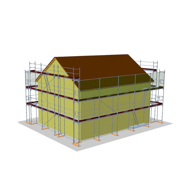 Layher Gerüst Komplett gebraucht – Hausgerüst – ca. 277 m² Arbeitsfläche Fassadengerüst Scaff24