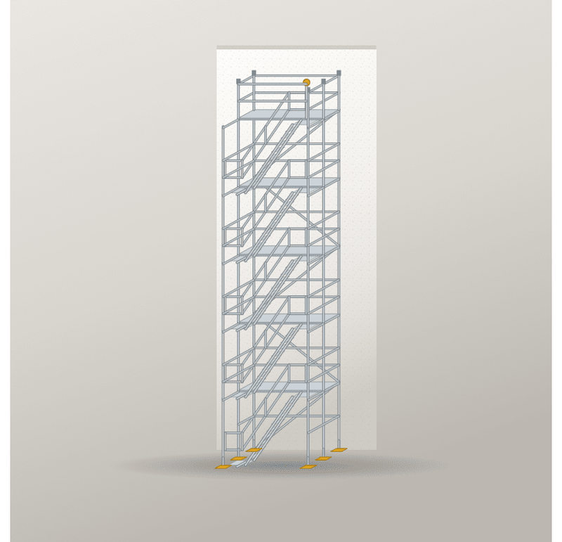 Treppenturm 2,5 x 10 m | Alu / Aluminium | SL74 Treppenturm Scaff24