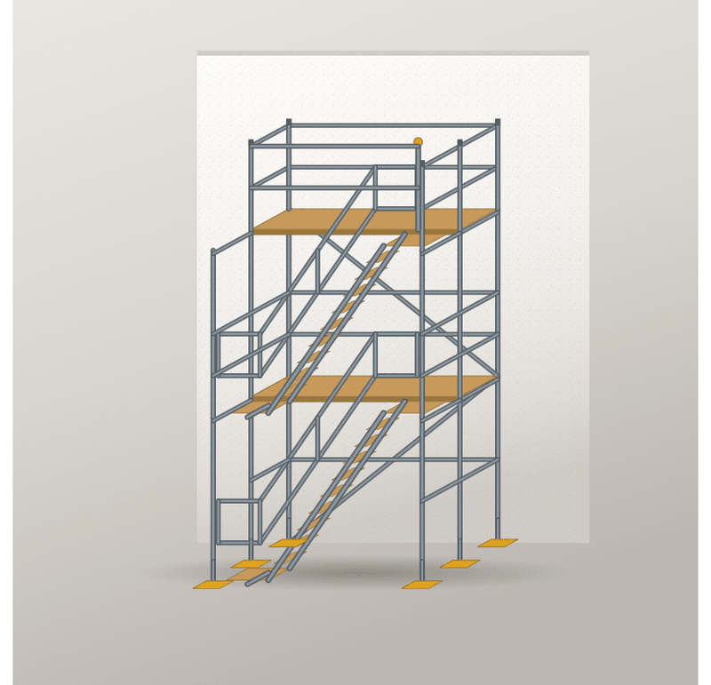 Treppenturm 2,5 x 4 m | Stahl / Holzbelag | SL74 Treppenturm Scaff24