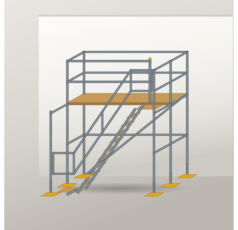 Treppenturm Freistehend 2 m | Stahl / Holzbelag | RUX65 Treppenturm Scaff24