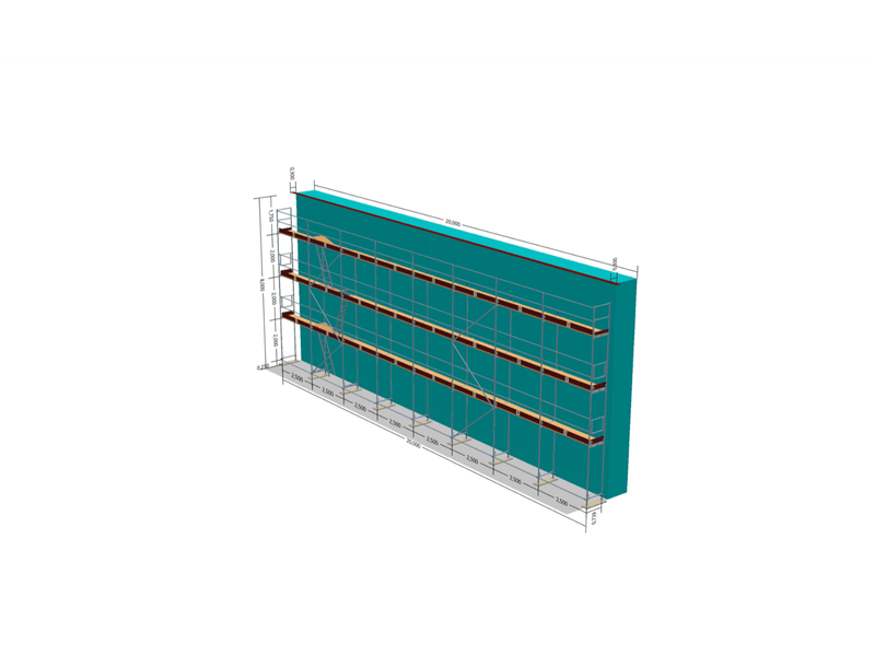 Gerüst 160 - 170 qm (20x8m) mit Leitergang inkl. Leiter | Holzboden 2,5m Gerüst 160qm MyScuff