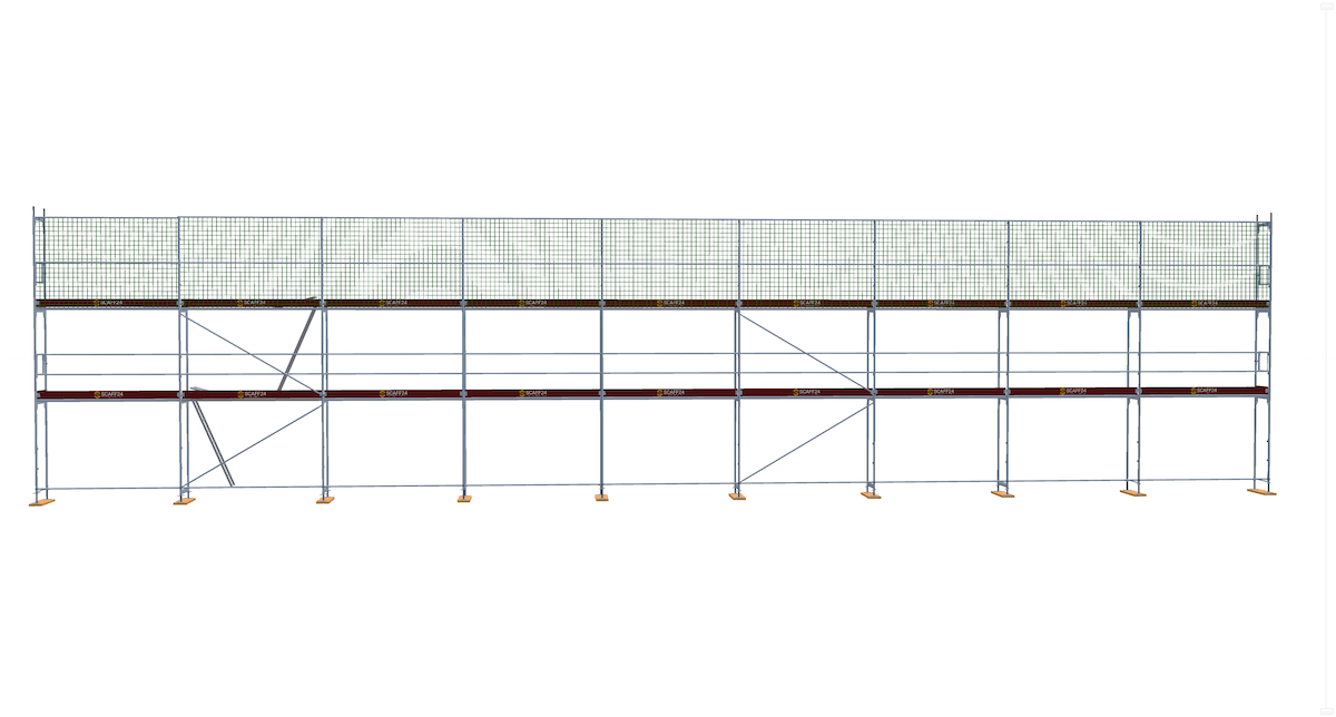 179,6m² Gerüst neu kaufen 27x6m Baugerüst Dachfanggerüst Stahlgerüst Dachfanggerüst Scaff24 