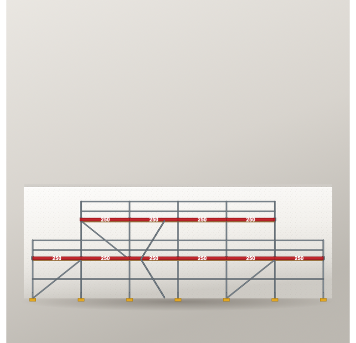 Giebelgerüst 15 x 6 m | 57,5 m² | Stahl / Holzbelag | SL74