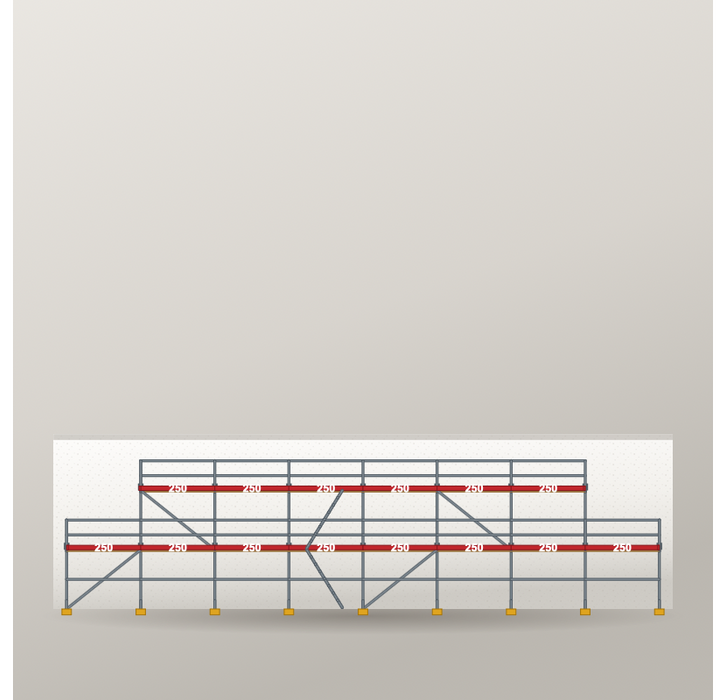 Giebelgerüst 20 x 6 m | 80 m² | Stahl / Holzbelag | SL74