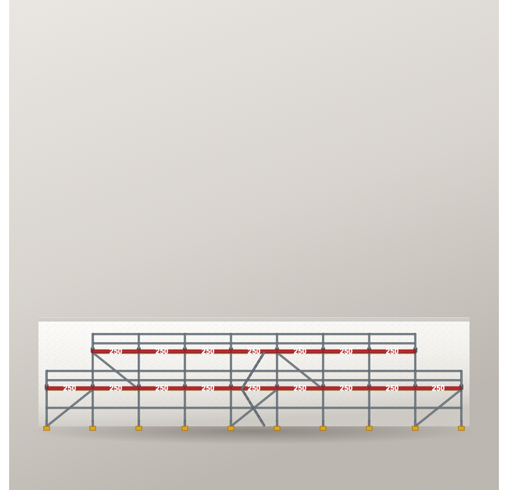 Giebelgerüst 22,5 x 6 m | 91,25 m² | Stahl / Holzbelag | SL74