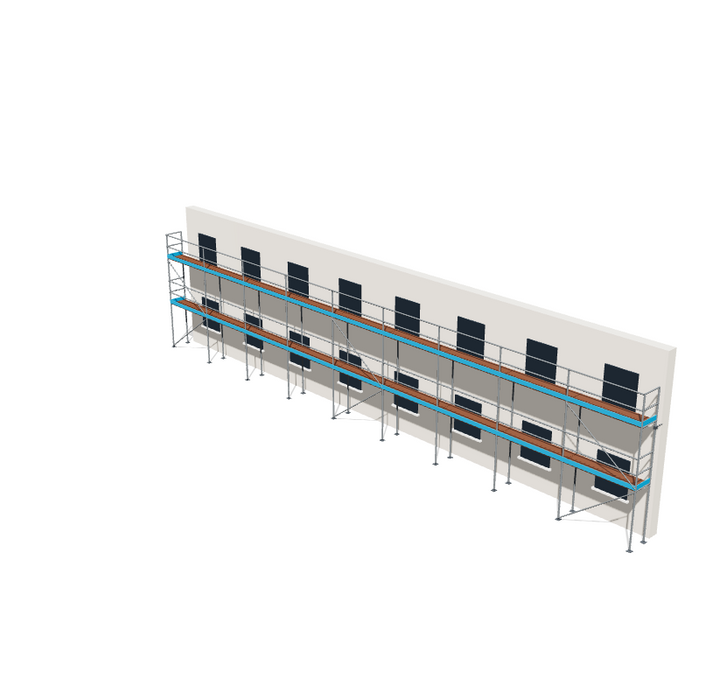 Fassadengerüst 23,13 x 6 m | 150,35 m² | Stahl / Sperrholz | S73
