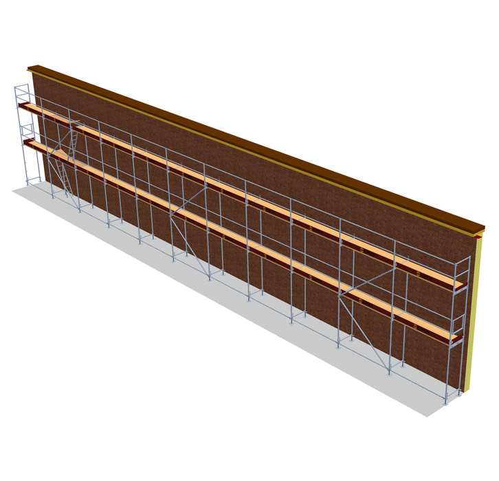 Fassadengerüst 27,5 x 6 m | 178,75 m² | Stahl / Holzbelag | SL74