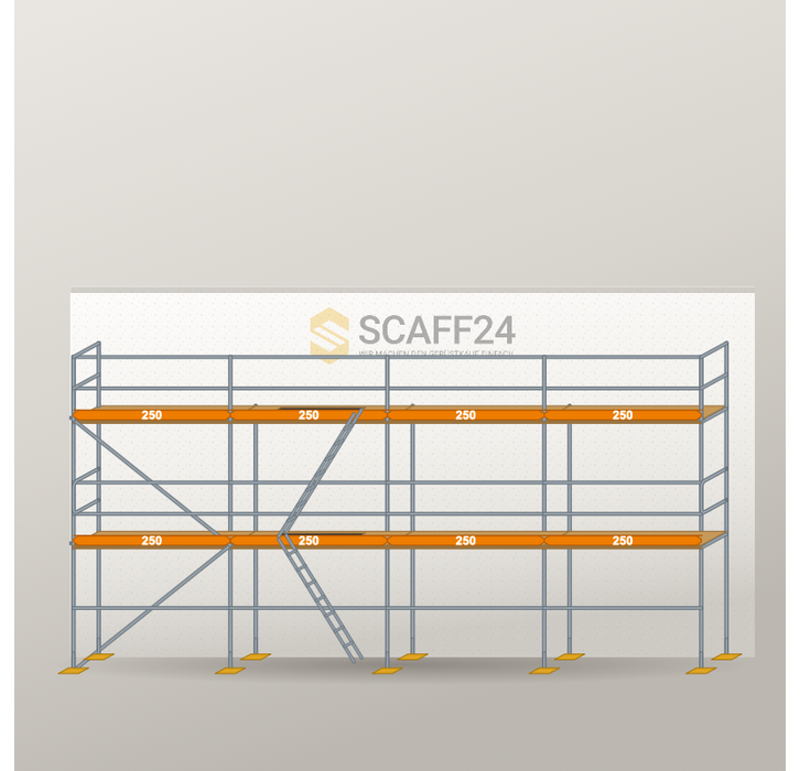 Fassadengerüst 10 x 6 m | 65 m² | Stahl / Holzbelag | R65