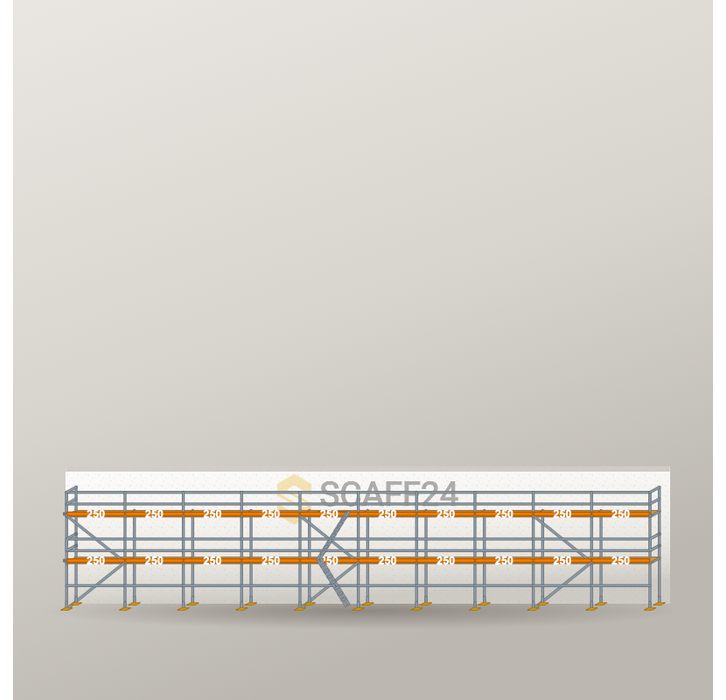 Fassadengerüst 25 x 6 m | 162,5 m² | Stahl / Holzbelag | R65