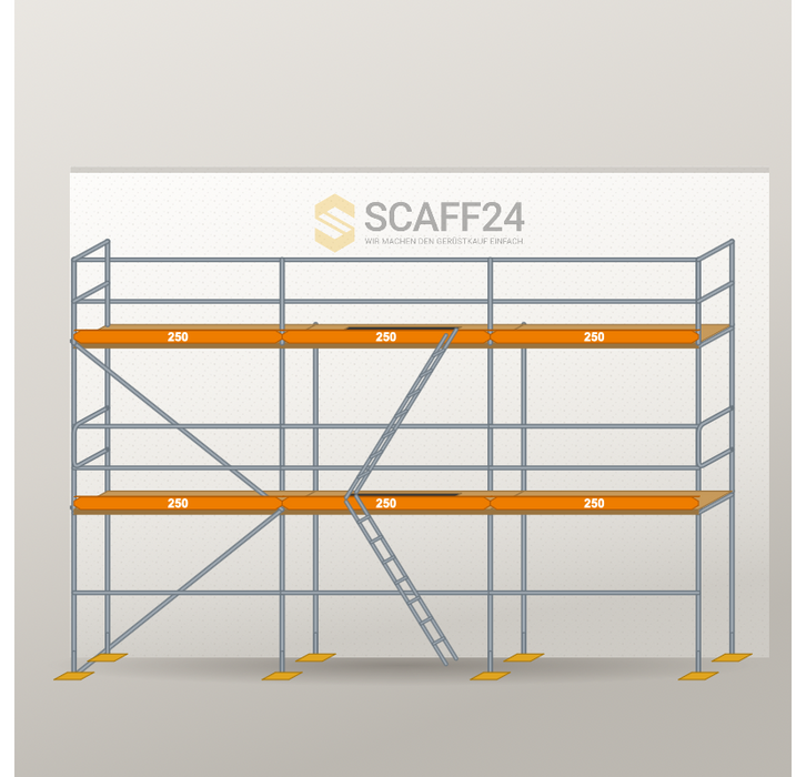 Fassadengerüst 7,5 x 6 m | 48,75 m² | Stahl / Holzbelag | R65