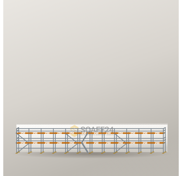 Fassadengerüst 30 x 6 m | 195 m² | Stahl / Holzbelag | RUX65