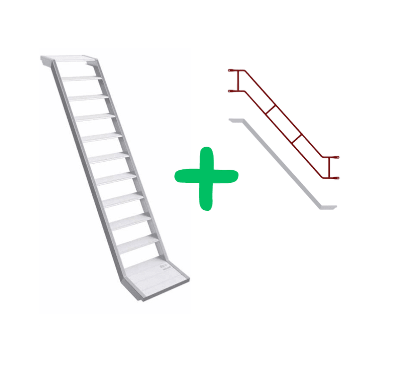 Alu-Treppe B64 mit Außengeländer – 2,50 m Feld | MJ Uni70/100 | DIBt-zertifiziert Treppe MJ-Gerüst 