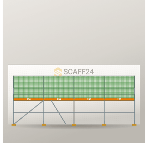 Dachfanggerüst 10 x 4 m | 45 m² | Holzbelag | R65 Dachfanggerüst Scaff24 