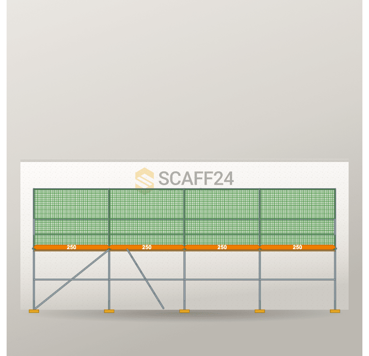 Dachfanggerüst 10 x 4 m | 45 m² | Holzbelag | R65 Dachfanggerüst Scaff24 