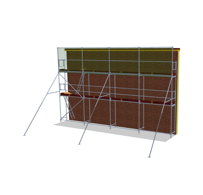 Dachfanggerüst 10 x 6 m | 65 m² | Stahl / Holzbelag | SL74 Gerüst Scaff24 