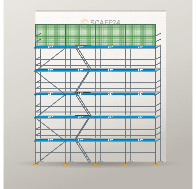 Dachfanggerüst 10,28 x 12 m | 128,5 m² | Stahl / Stahlboden | S73 Dachfanggerüst Scaff24 